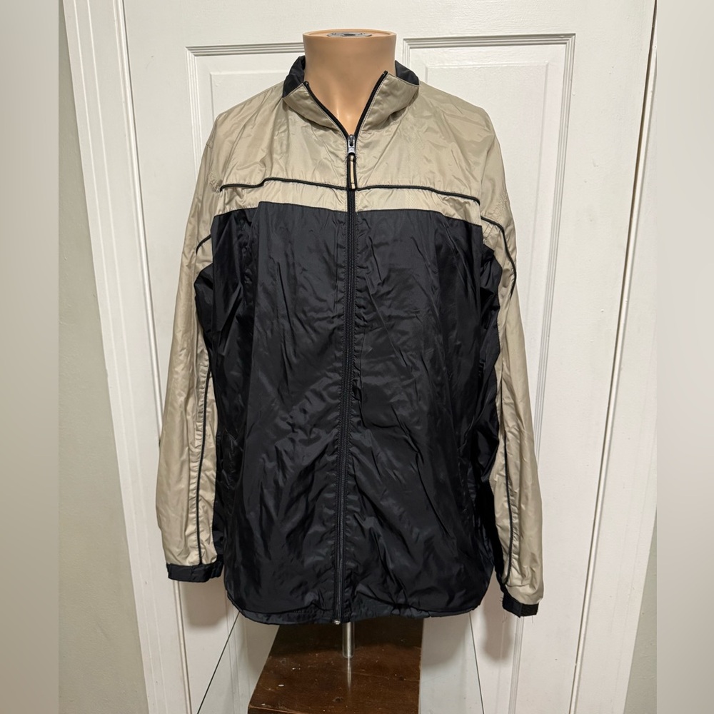 Mens Dunlop Windbreaker Tan Black Long Sleeve Thin Jacket Size Large